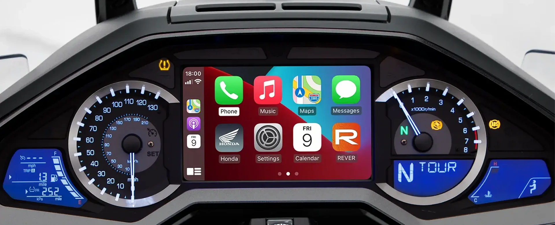 Painel TFT com integração Apple CarPlay e Android Auto
